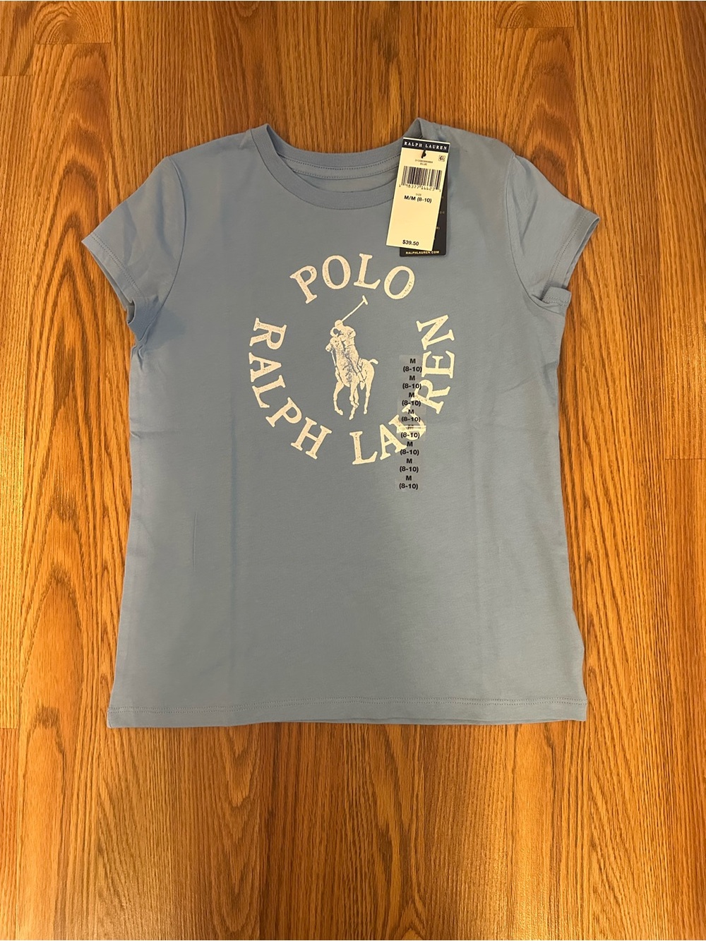 Polo Ralph Lauren Girls Cotton Jersey Tee Blue T-Shirt Size M (8-10)